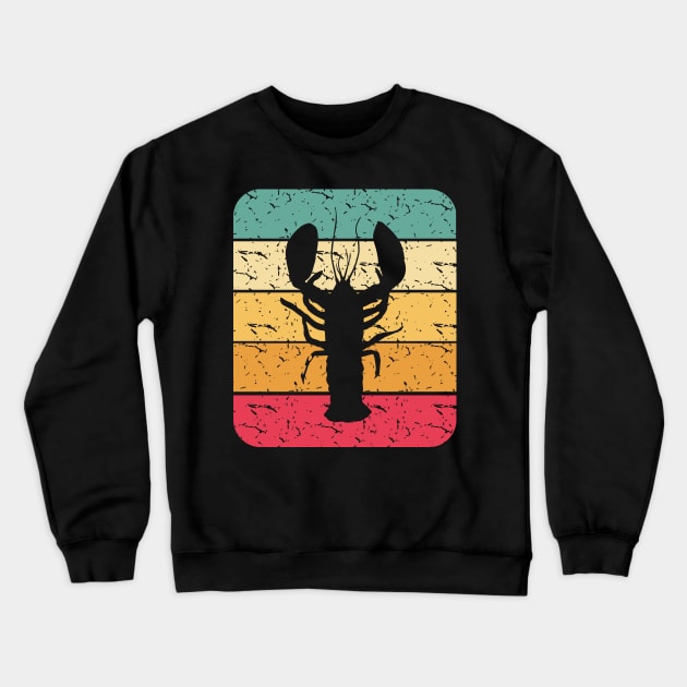 Retro Lobster SIlhouette Crewneck Sweatshirt by LetsBeginDesigns